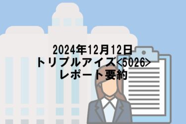 【2024年12月12日】トリプルアイズ<5026>レポート要約