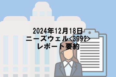 【2024年12月18日】ニーズウェル<3992>レポート要約