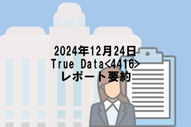 【2024年12月24日】True Data<4416>レポート要約